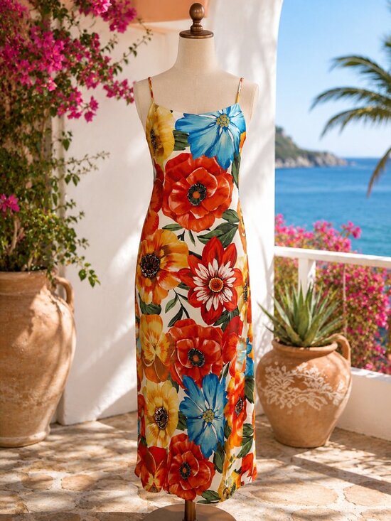 Calypso St. Barth Dresses & Skirts - Calypso St. Barth Women's Floral Slip Maxi Dress Multicolor Size Small NWT